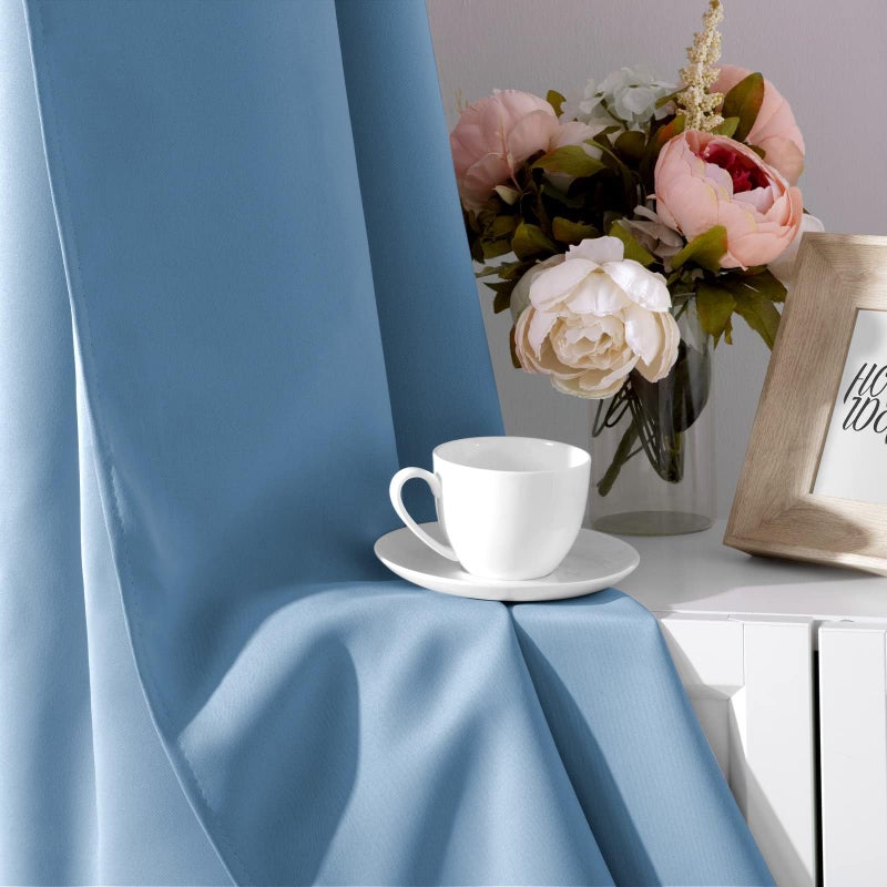 HOMEIDEAS Baby Blue Blackout Curtains 52 X 84 Inch Bedroom Curtains 2 Panels Room Darkening Curtains/Drapes, Soundproof Thermal Grommet Window Curtains for Living Room - Image 5
